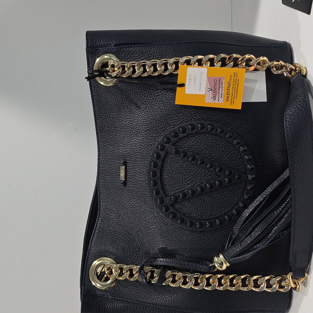 NWT ☑️Valentino LUISA ROCK Leather Chain Quilted NAVY BLUE💙 NWT, DUST BAG & COA - Picture 10 of 17